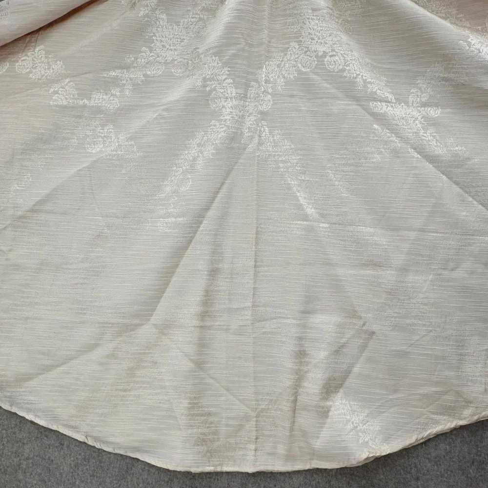 VTG Champagne Gold 84X60 Damask Floral Oval‎ Tablecloth Rose Trellis